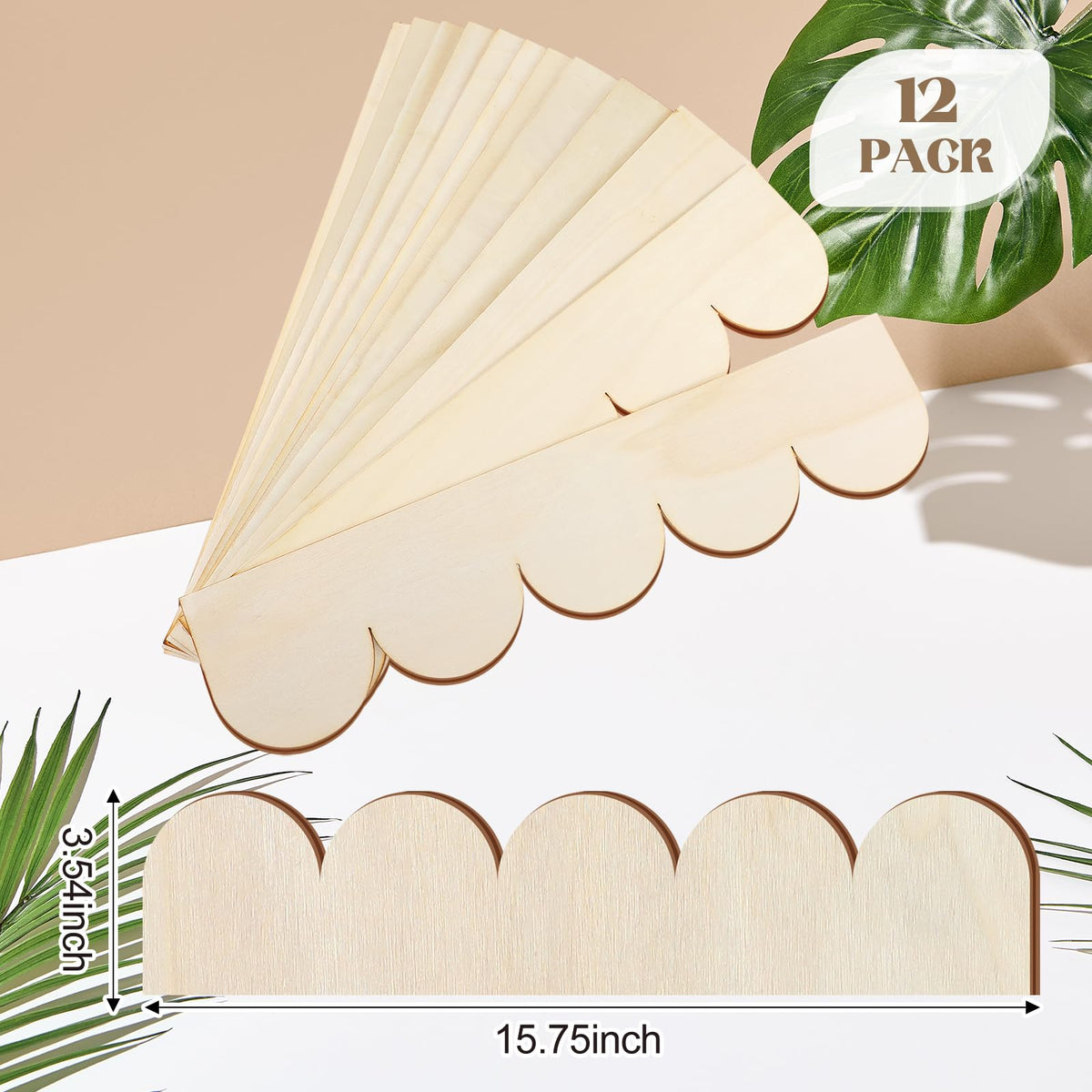 Threehoney scalloped edge molding, 3mm plywood, ready for painting or staining projects.