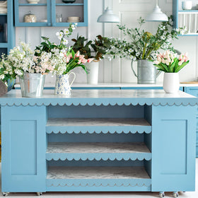Threehoney trim for cabinets, walls, and windows enhances style.