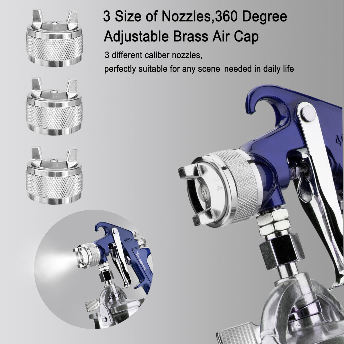 Throohills 1000cc aluminum cup keeps coatings within easy reach.