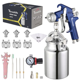 Throohills HVLP spray gun blue, ideal for even car and furniture finishes.