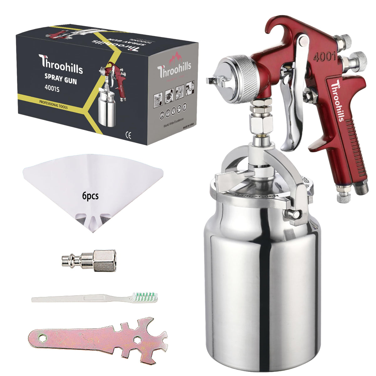 Throohills siphon feed spray gun with 1.8mm nozzle for smooth basecoats.