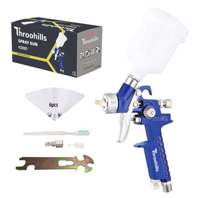 Throohills touch up spray gun with gravity-feed cup enabling precise touch-ups.