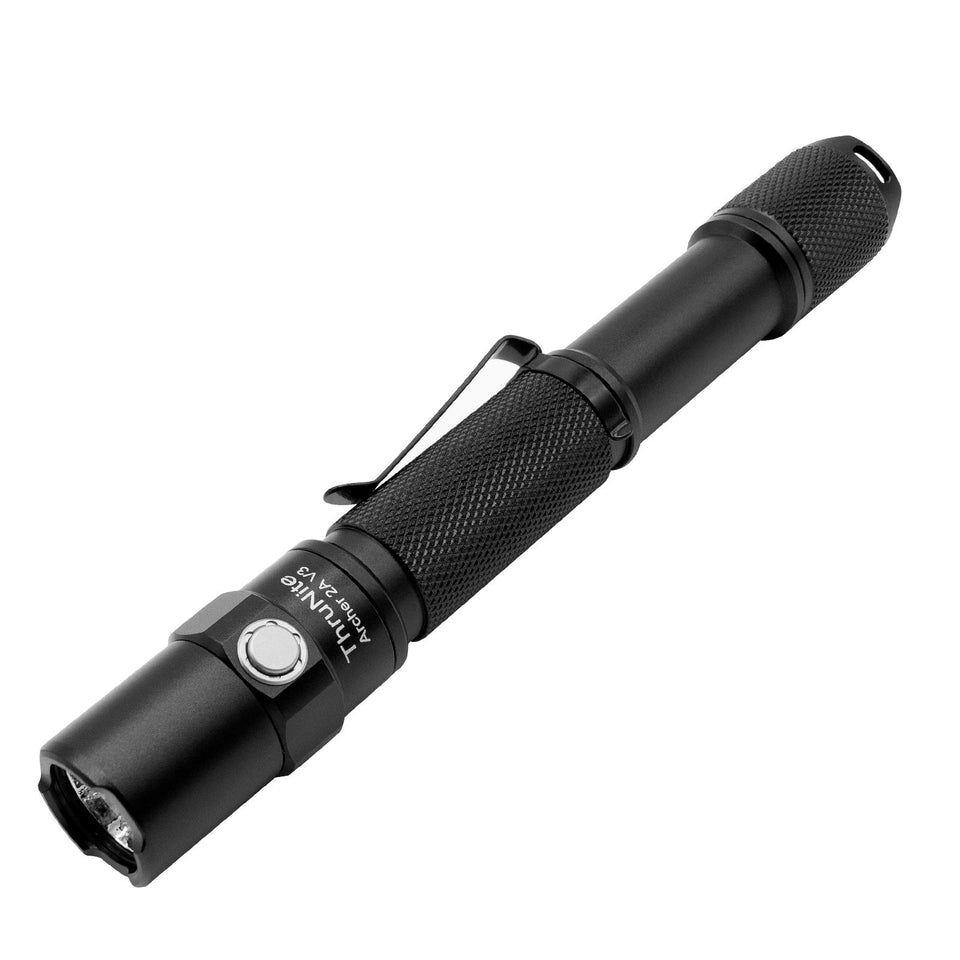 ThruNite Archer 2A V3 beam-shot shows a bright 500-lumen beam at distance.