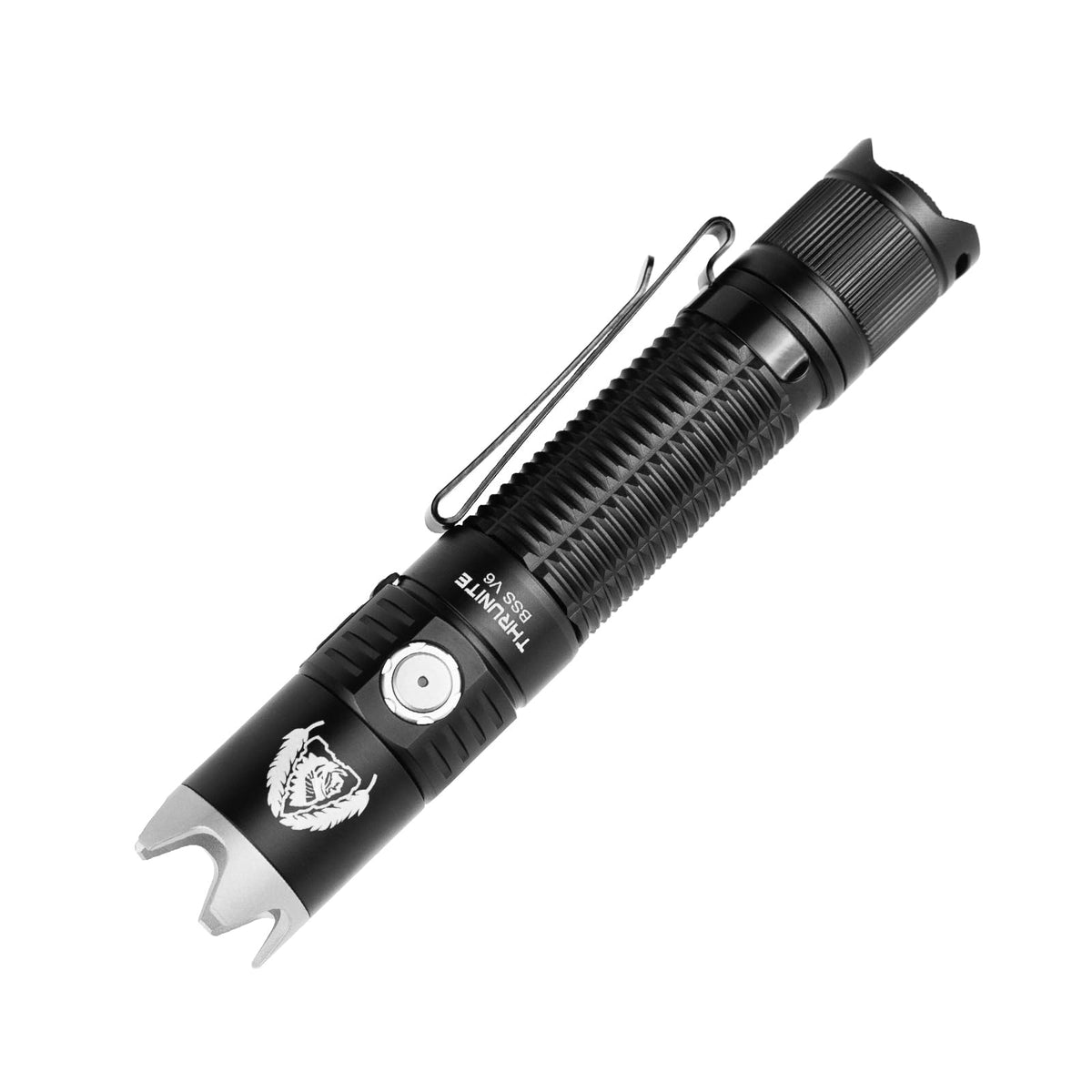 ThruNite BSS V6 front view showcases bright, versatile flashlight for outdoor adventures.
