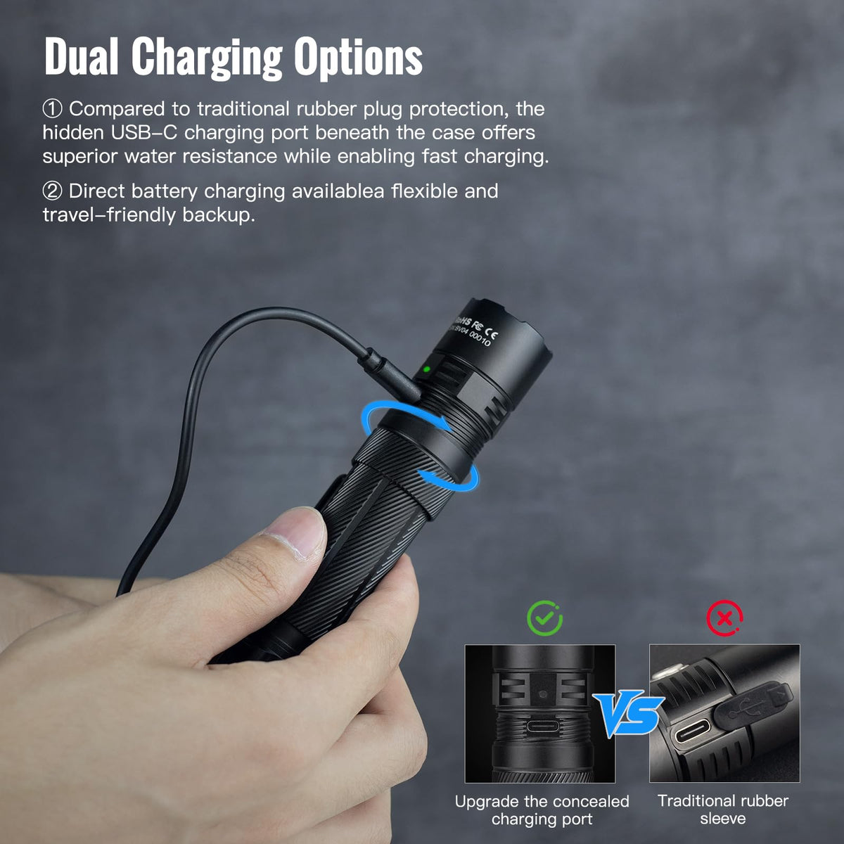 ThruNite Lynx SFT70 5000mAh removable battery for extended runtime.