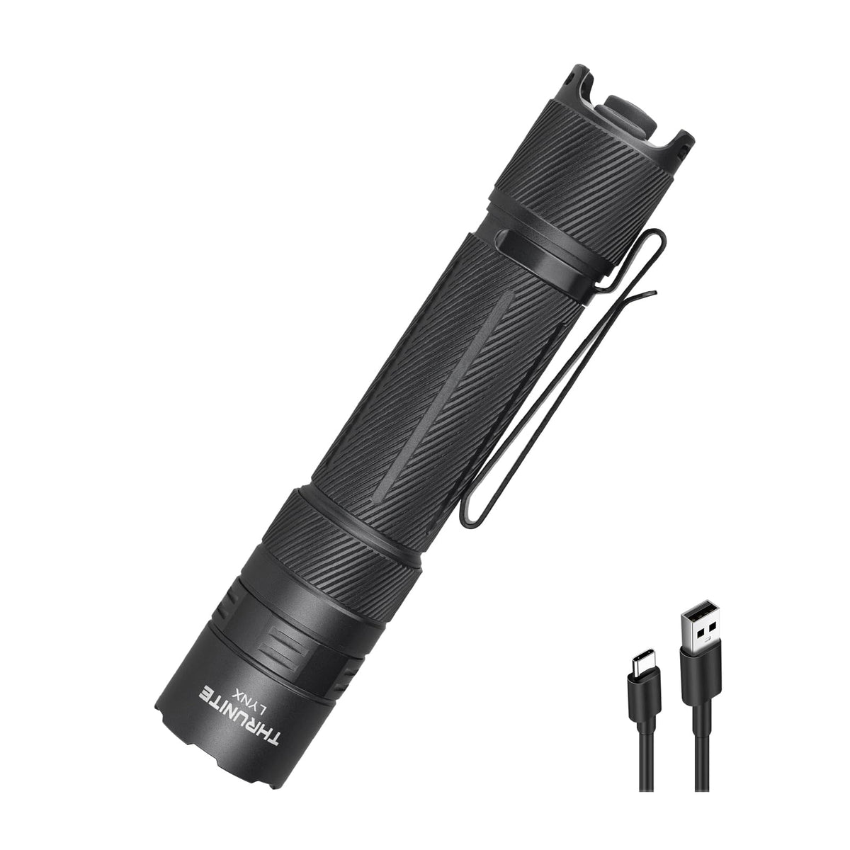 ThruNite Lynx SFT70 front view, compact tactical flashlight for pocket carry.