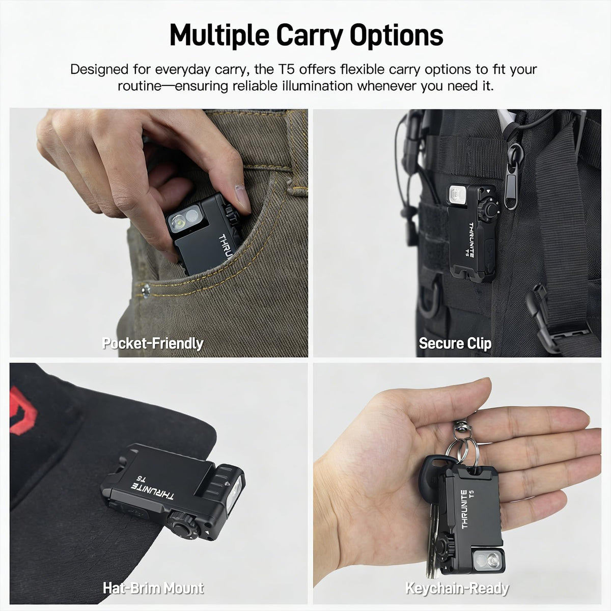 ThruNite T5 Mini rugged aluminum body ready for field use