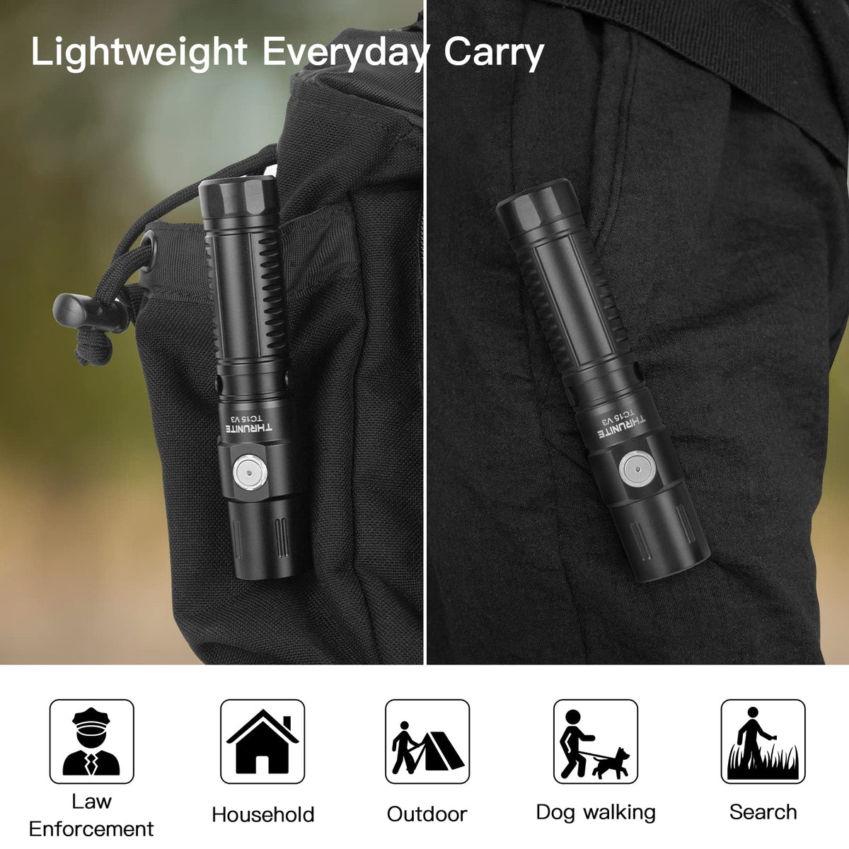 ThruNite TC15 V3 battery indicator helps monitor power without guessing.