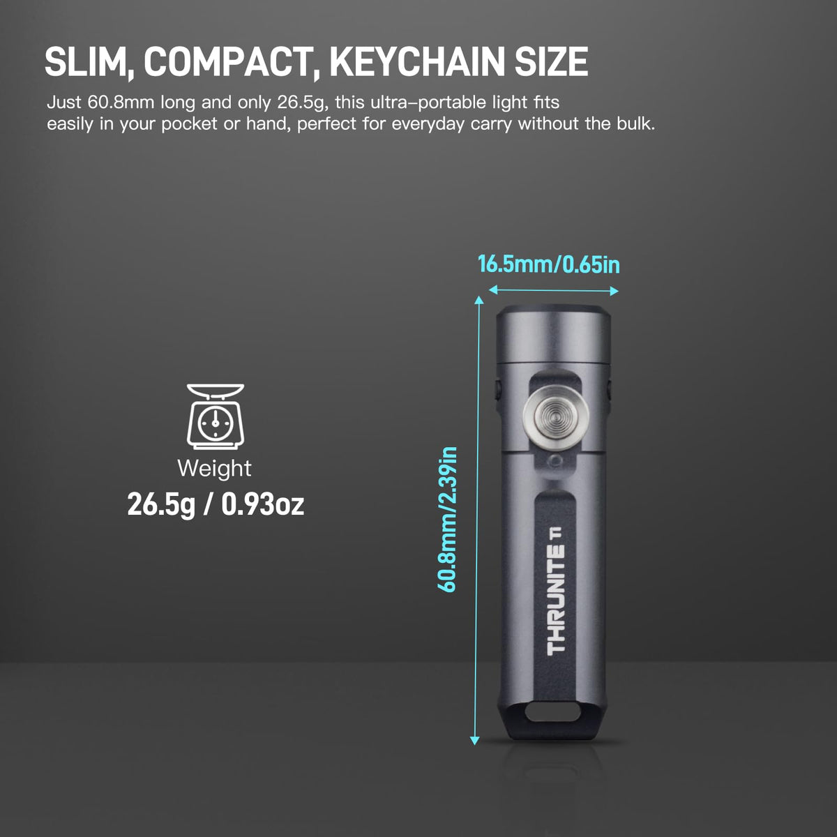 ThruNite Ti magnetic tailcap flashlight enables hands-free use on metal surfaces.