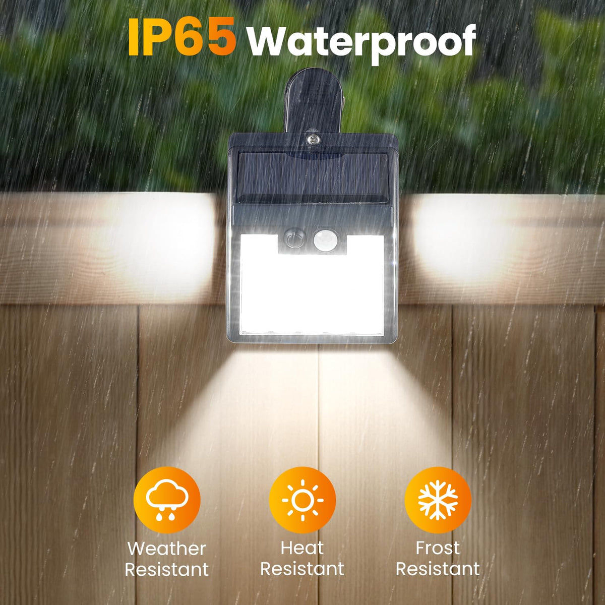Thumok solar-powered fence light relies on sun for energy-efficient outdoors.