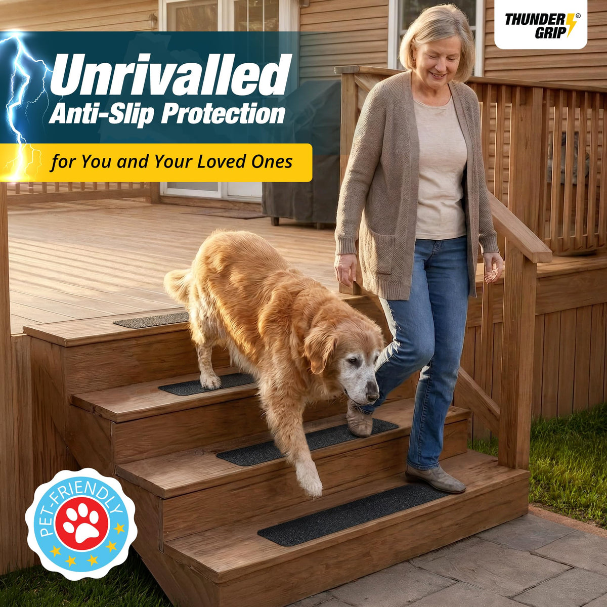 Thunder Grip easy-install stair treads simplify upgrading exterior entryways