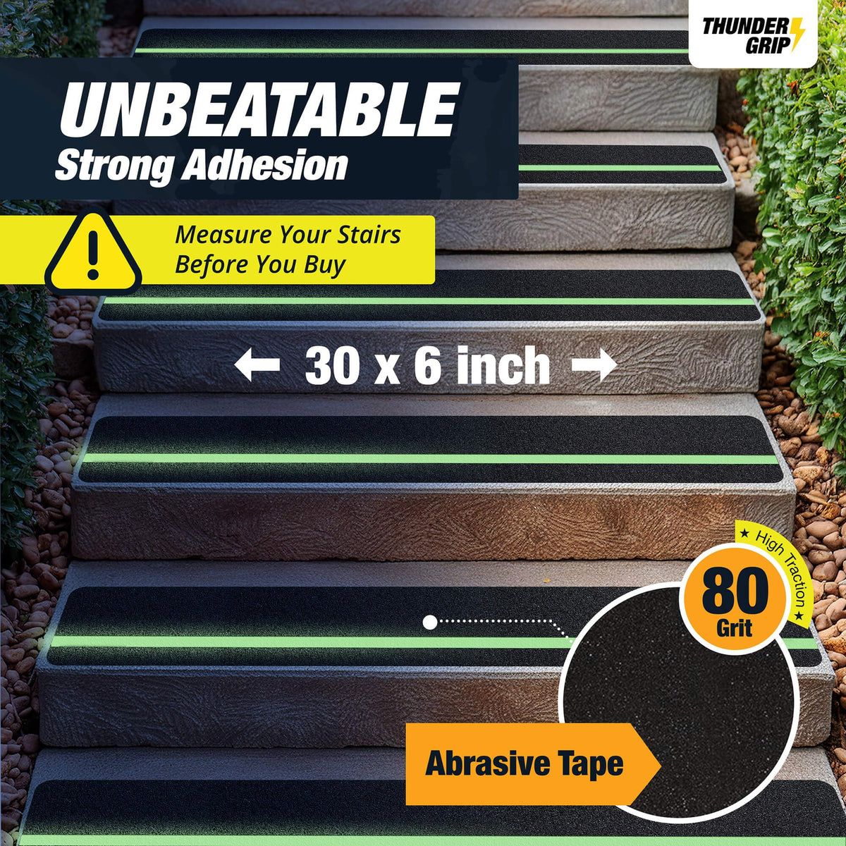 THUNDER GRIP non-slip treads with quick adhesive for decks and entryways.