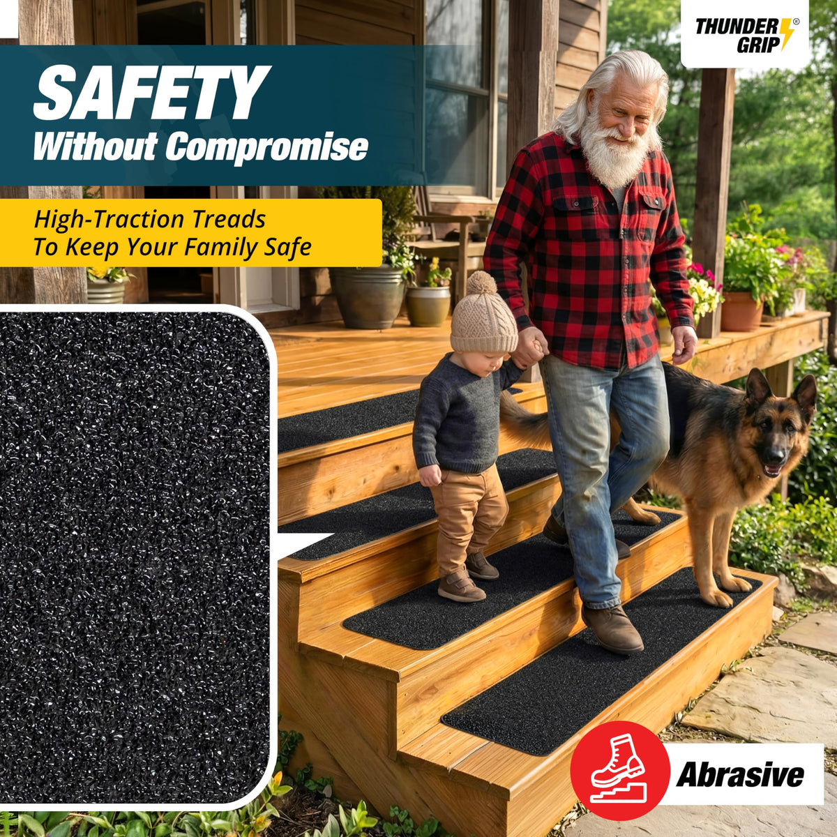 THUNDER GRIP 15-pack anti-slip tape enhances outdoor entryway safety
