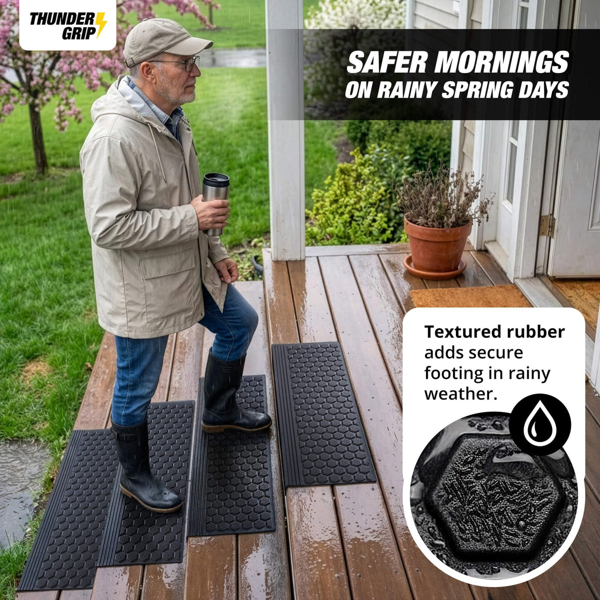 Thunder Grip non-slip treads boost safety for families and pets.