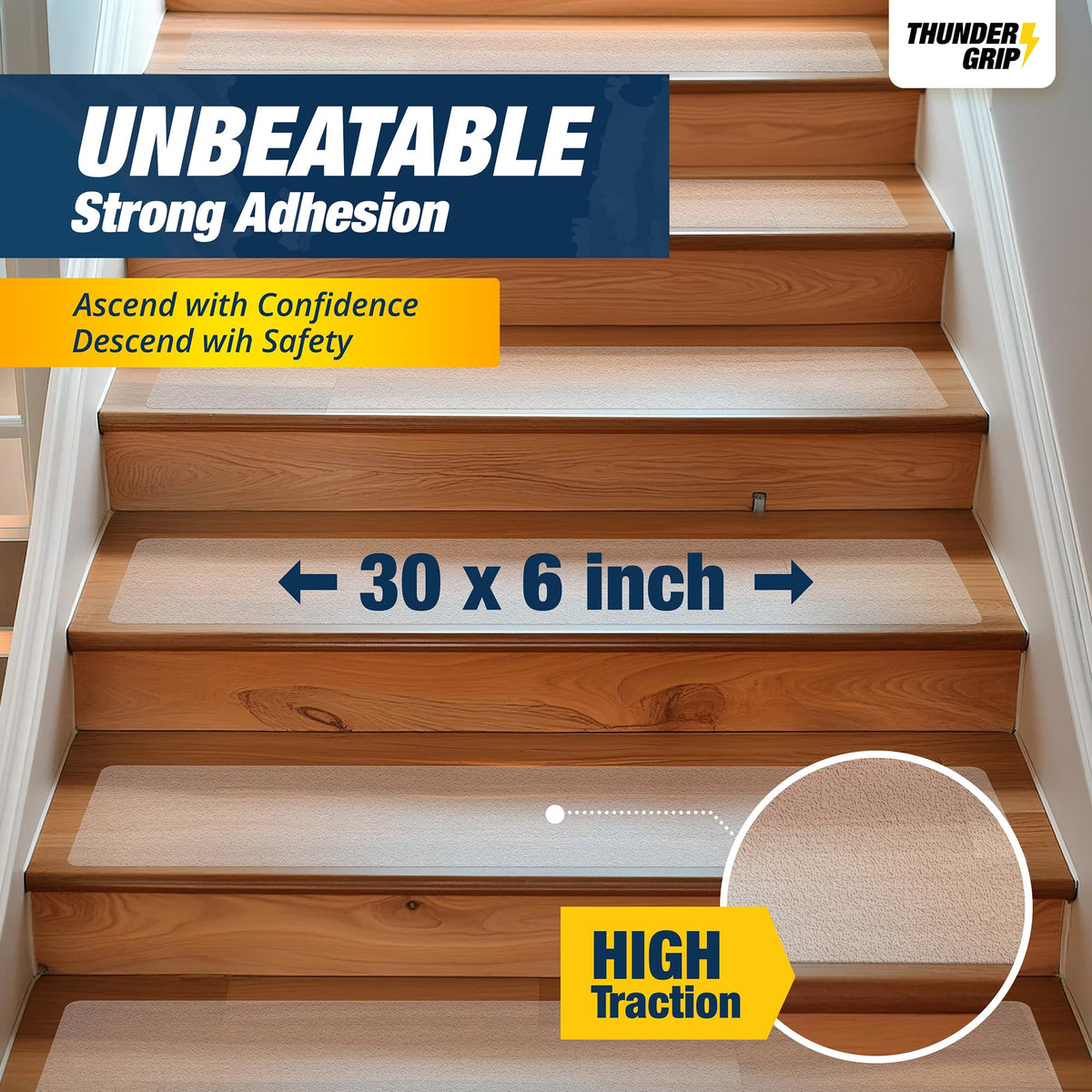 THUNDER GRIP pet-friendly stair treads enabling safer climbs for pets