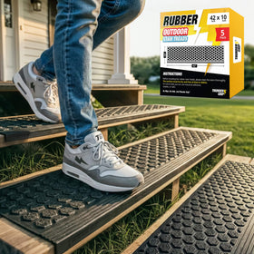 Thunder Grip rubber stair treads on outdoor steps reduce slipping and improve traction.