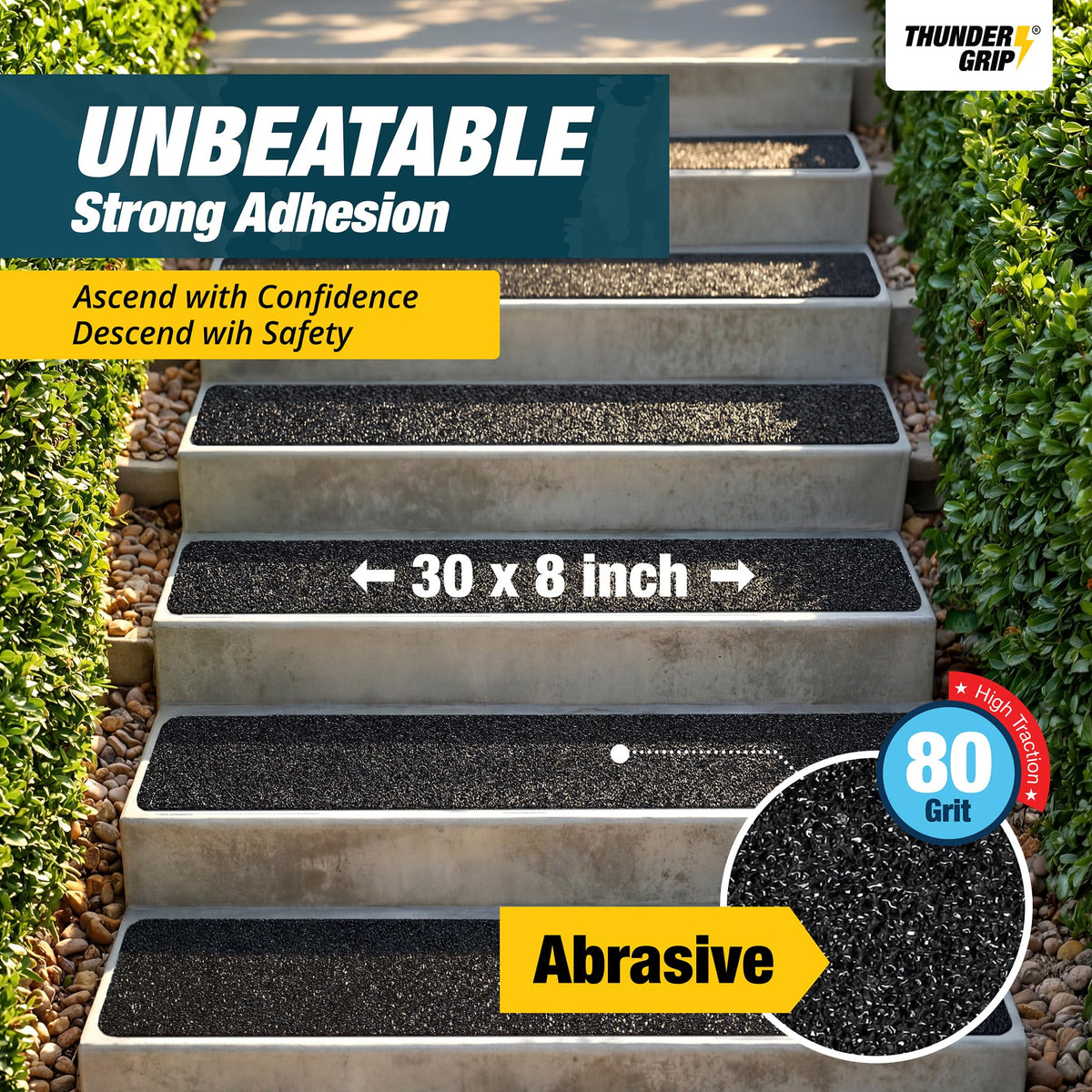Thunder Grip stair treads installation demonstrates quick, tool-free setup.