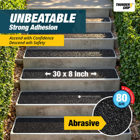 Thunder Grip stair treads installation demonstrates quick, tool-free setup.