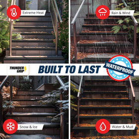 THUNDER GRIP waterproof stair edge trim for indoor and outdoor use.