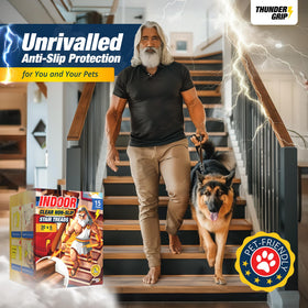 THUNDER GRIP wood stairs coverage with clear, discreet traction 30x6