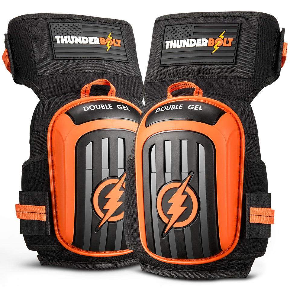 Thunderbolt knee pads double gel close-up for all-day comfort during work