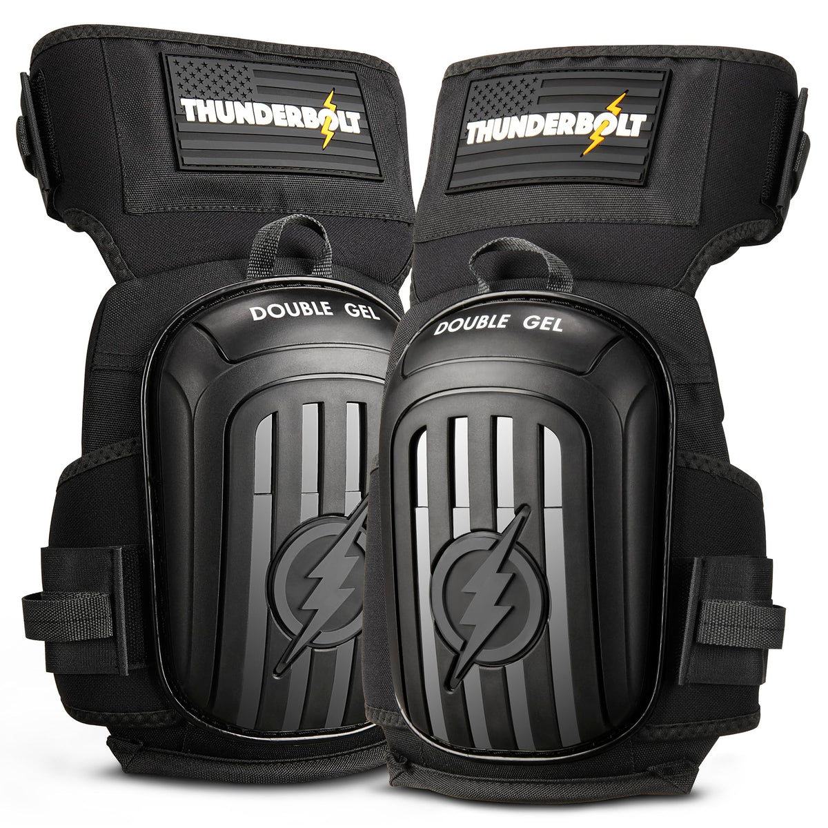 Thunderbolt knee pads with double gel cushion for long kneeling sessions