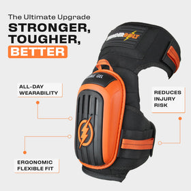 Ergonomic design on Thunderbolt knee pads provides joint support