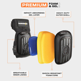 Ergonomic design of Thunderbolt knee pads supporting knees during bending