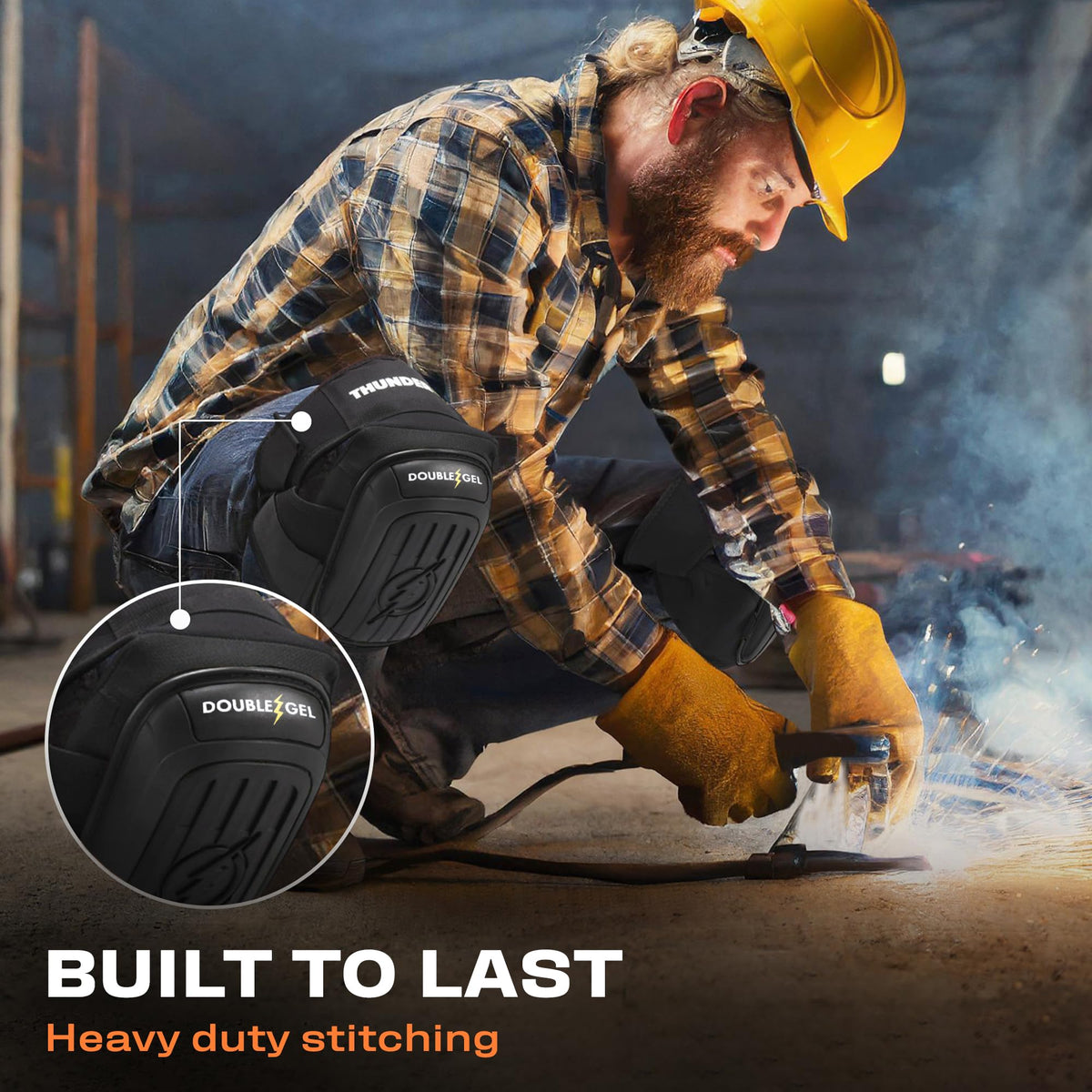Thunderbolt knee pads heavy-duty materials withstand tough work environments.