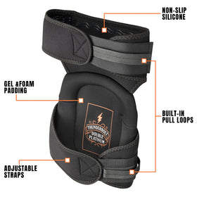 Thunderbolt knee pads featuring non-slip straps for stability on rough surfaces