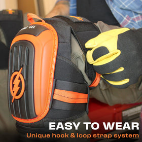 Knee pads protect surfaces from scratches during debris-heavy tasks