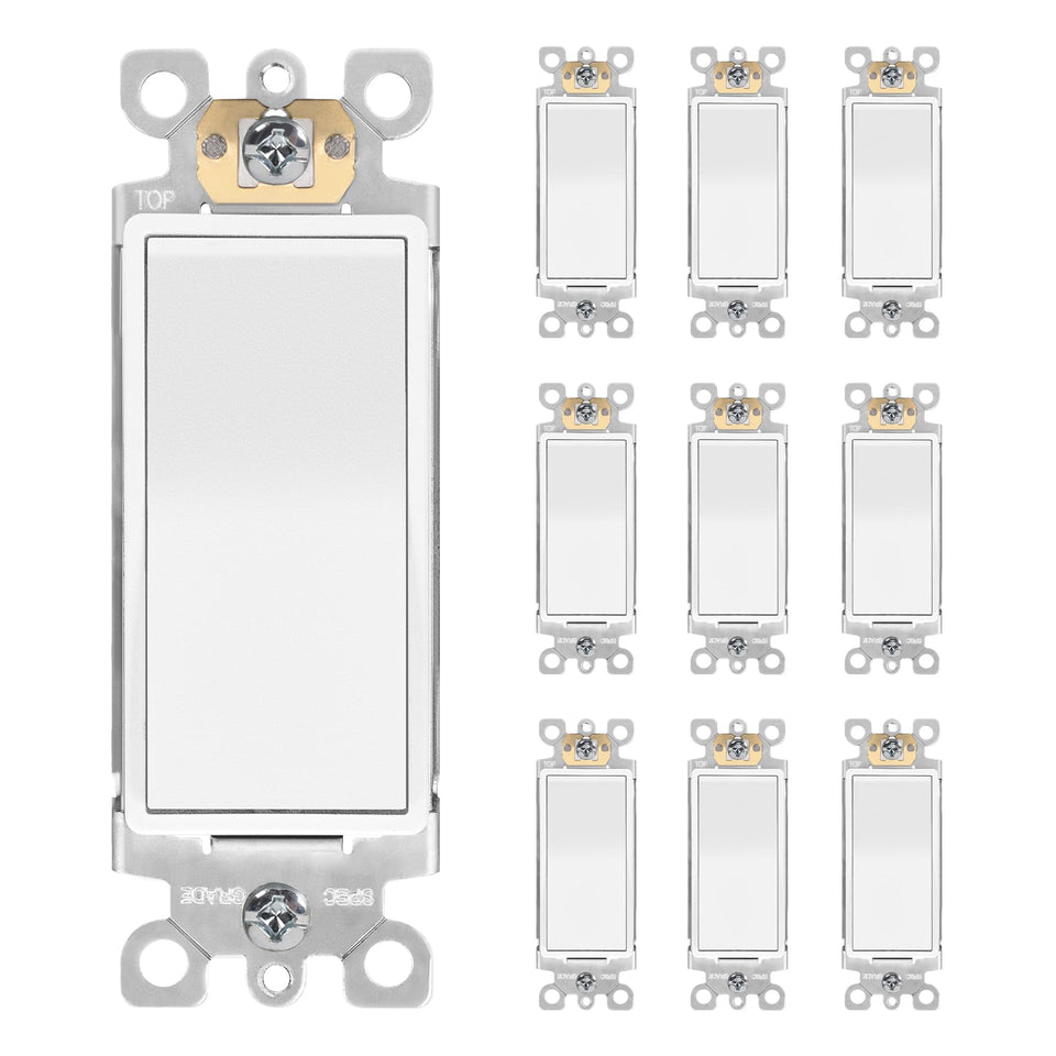 ThunderWay 3-Way Decorator switch, gloss white, front view for multi-location lighting control.