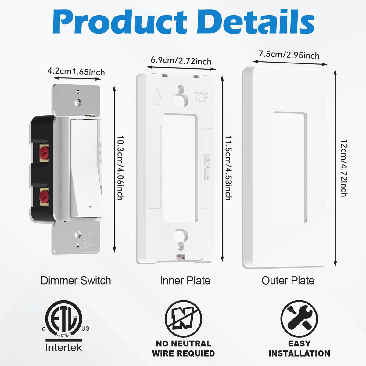  ThunderWay dimmer switch top view highlighting compact form factor