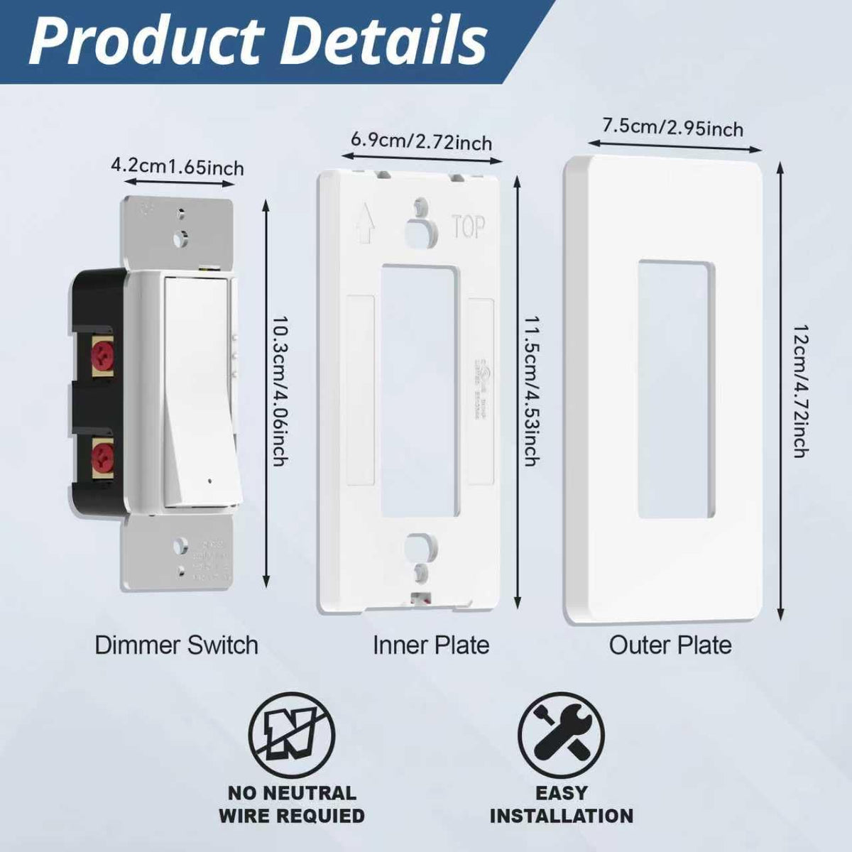 ThunderWay matte white faceplate with dimmer switch for clean setup