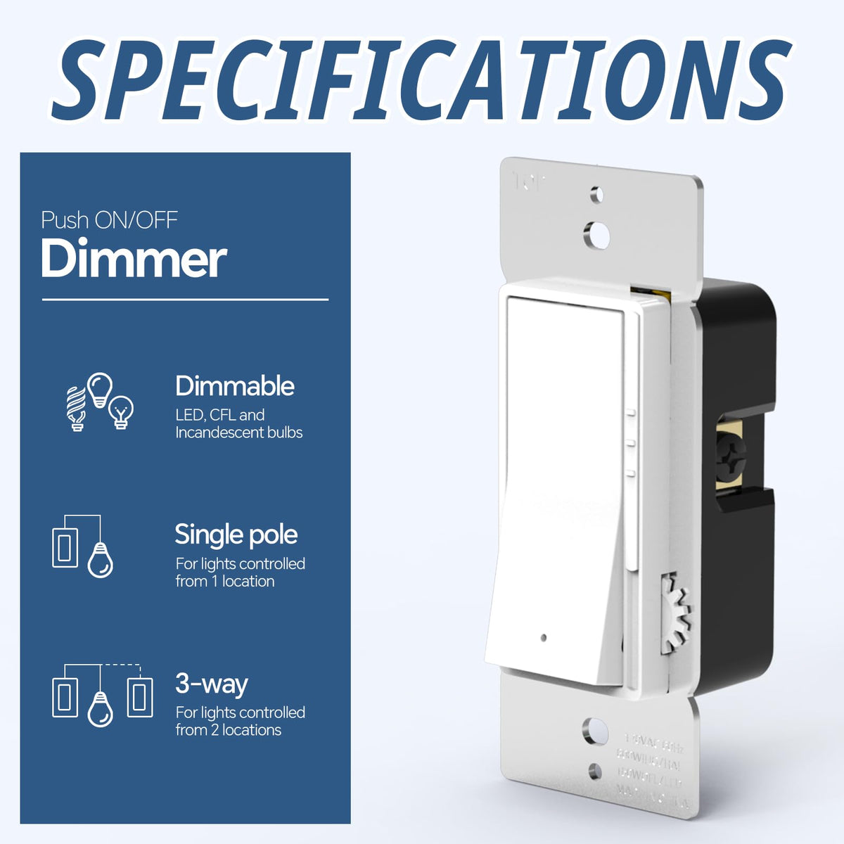 ThunderWay dimmer switch requires no neutral wiring for simple install