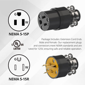 ThunderWay NEMA 5-15R female connectors ensure reliable terminations for grounded devices.