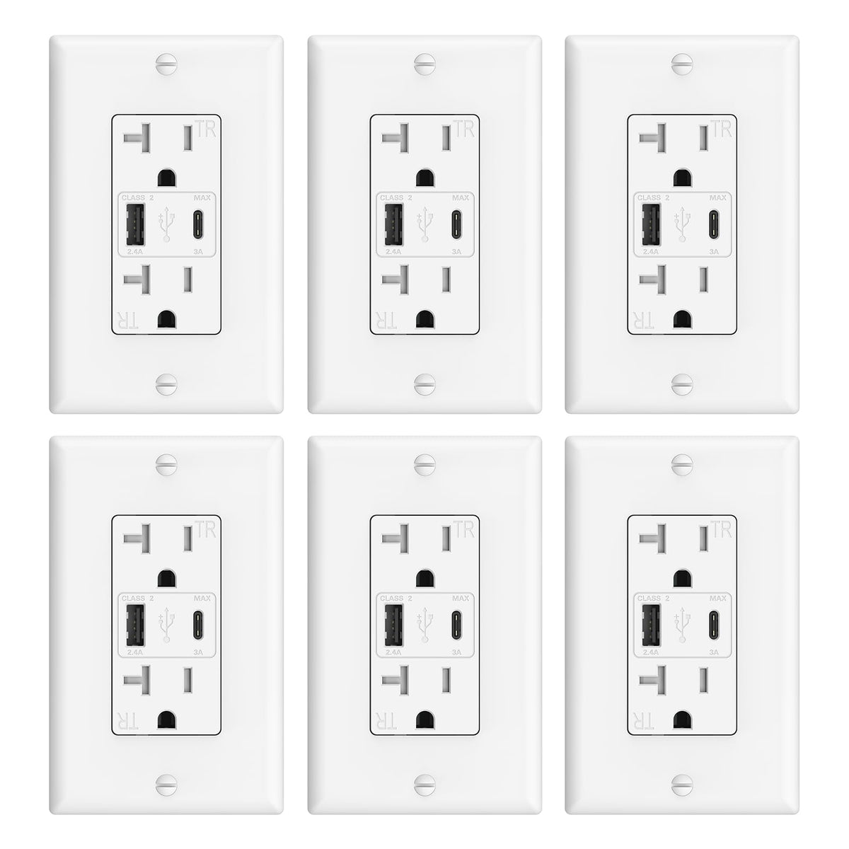 ThunderWay USB-C wall outlet with dual ports for fast home charging and clean surfaces.