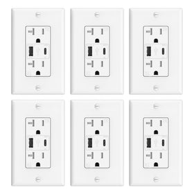 ThunderWay USB-C wall outlet with dual ports for fast home charging and clean surfaces.