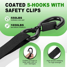 THURSLLON S-hooks with safety clips protecting anchor points.