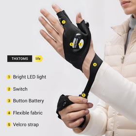 ThxToms LED Flashlight Gloves during camping, illuminate campsite tasks without needing extra lanterns