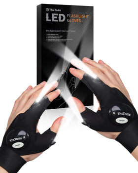 ThxToms LED Flashlight Gloves in use during fishing, hands-free light for tackle and line handling