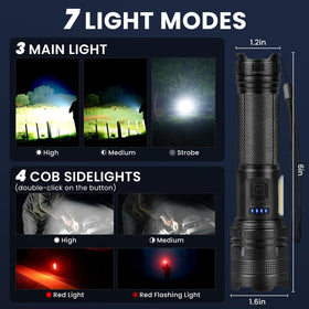 THY TRY 7-mode flashlight with COB lights for versatility