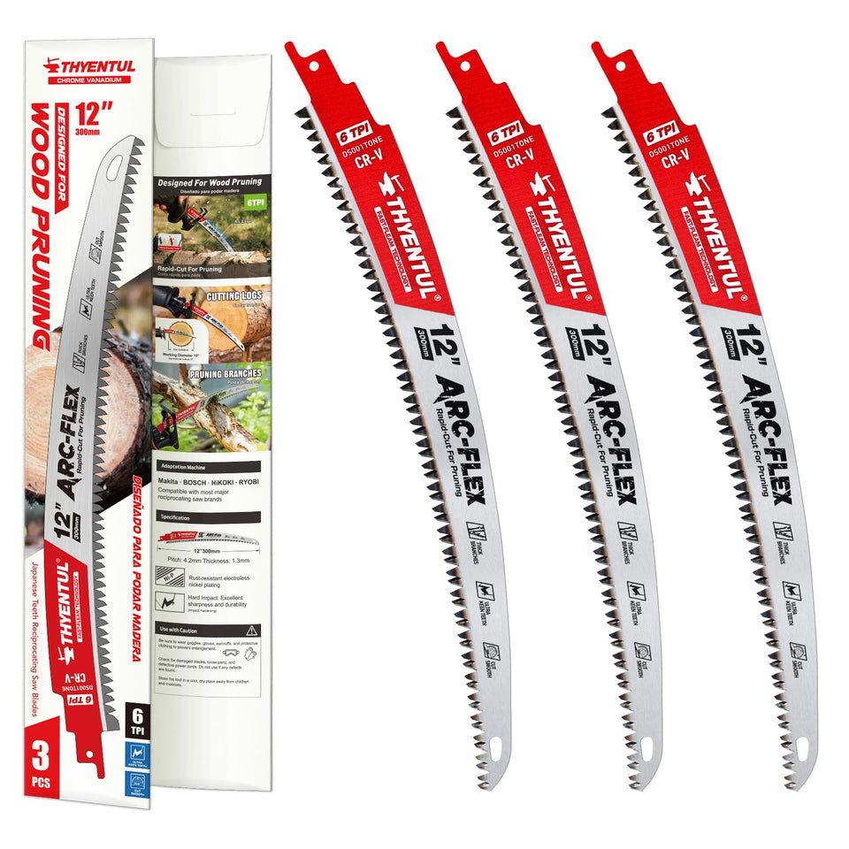 THYENTUL 12-inch Japanese teeth arc-edge close-up for fast, clean wood cuts