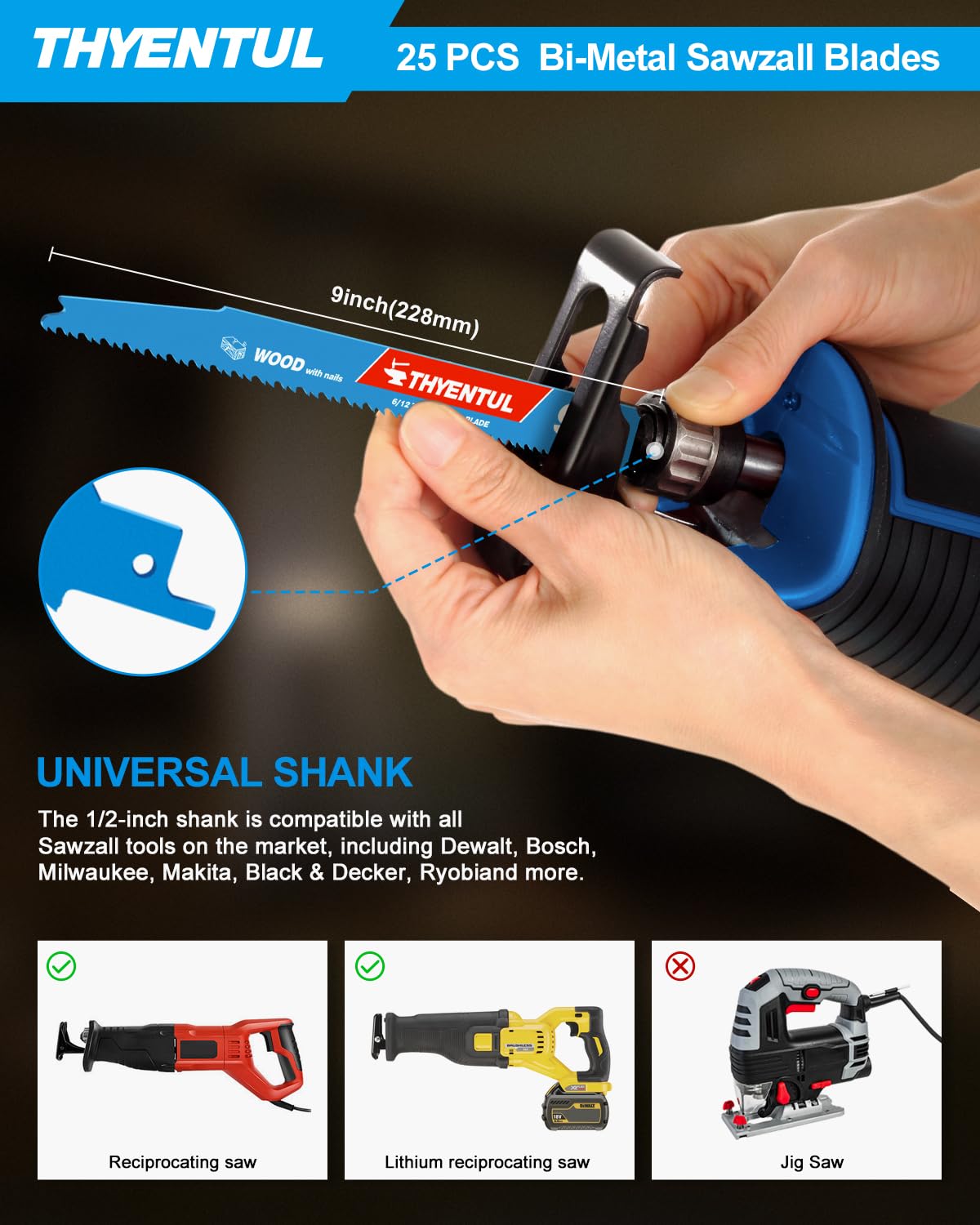 THYENTUL bi-metal, heat-treated blades for extended life
