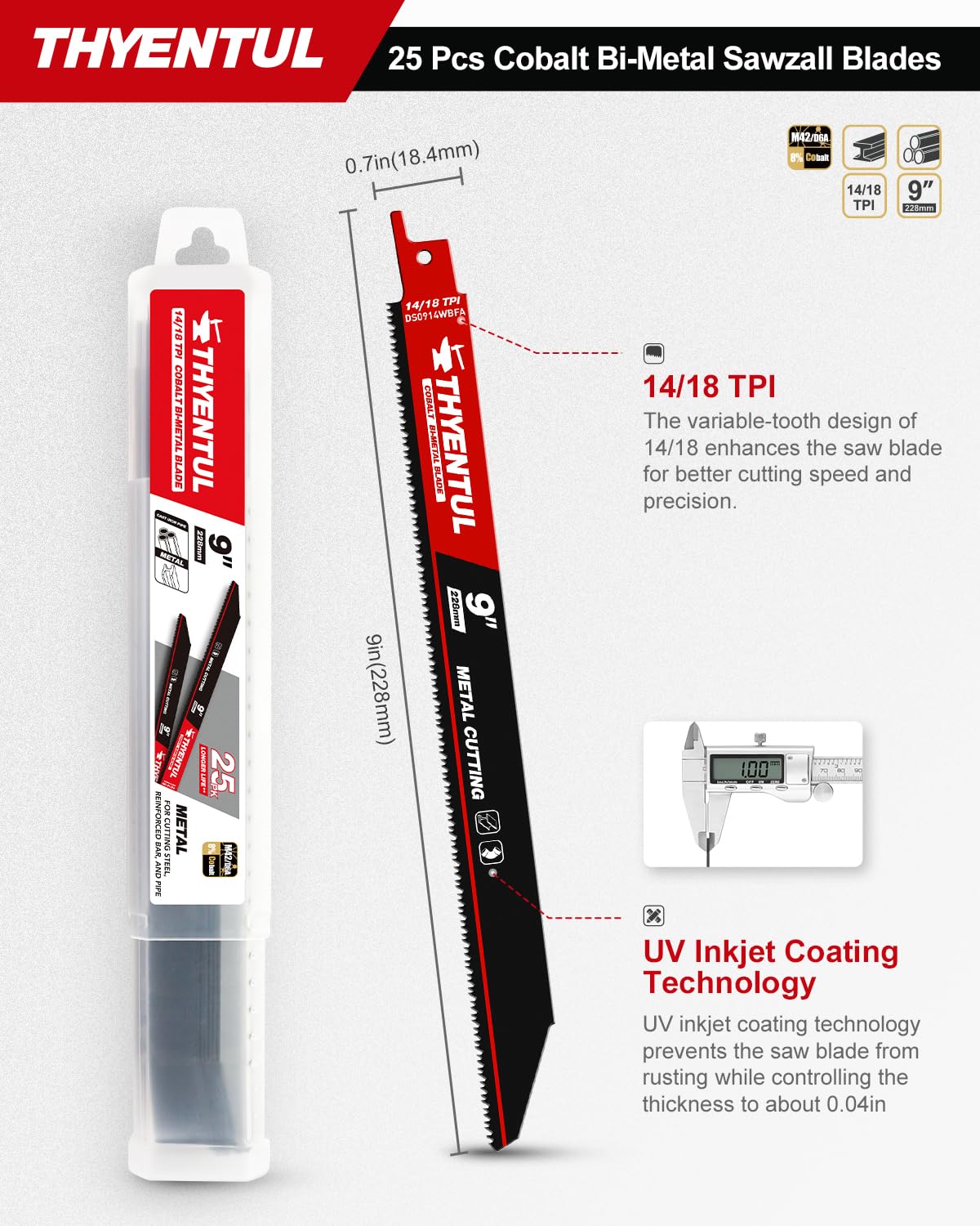 THYENTUL M42 cobalt teeth saw blade for tougher metal cuts and longer life.