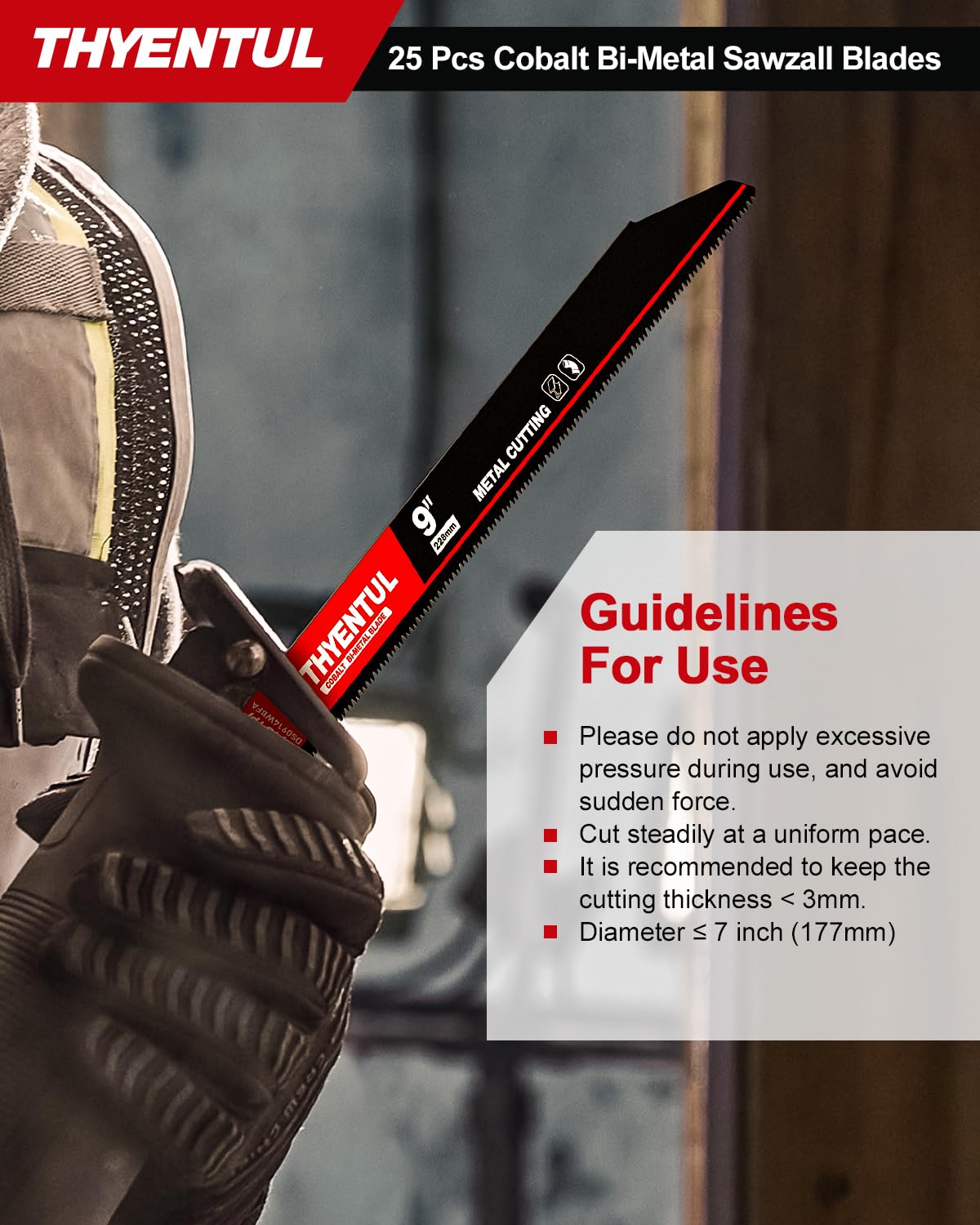 THYENTUL versatile metal-cutting blades suitable for vehicle bodies, pipes, and studs.