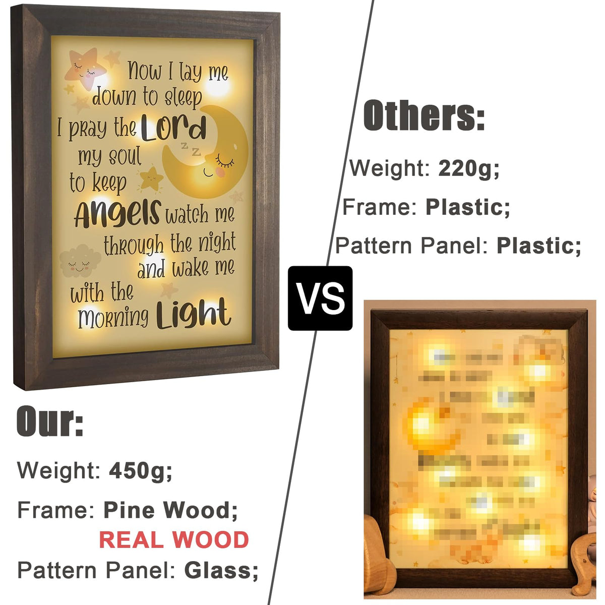 THYGIFTREE nursery night light frame provides gentle illumination for peaceful sleep.