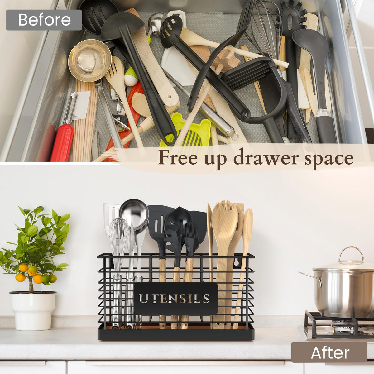 Wood base detail adds warmth and stability to your countertop workspace