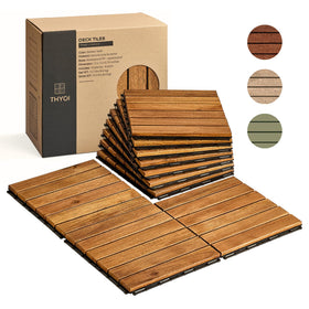 THYOI deck tiles showcasing acacia wood texture and outdoor-ready appearance