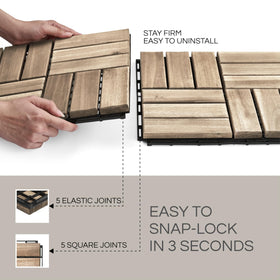THYOI interlocking deck tiles grooves close-up highlights non-slip surface in wet conditions.